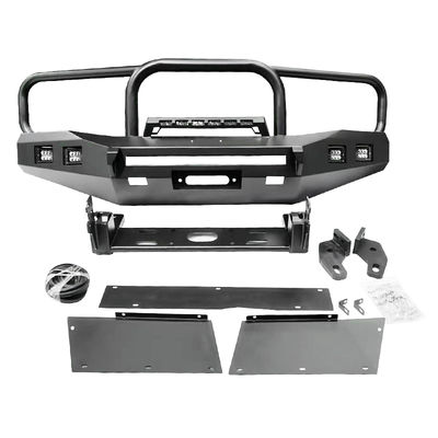 Off Road Car Accessories Black Steel Front Bumper Bull Bar With Strip Lights For Toyota LC100